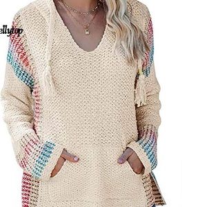 Women Boho Sweater Hooded